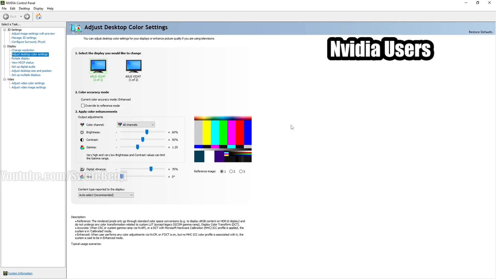 NVIDIA Control Panel desktop color settings used alongside WARDOGS