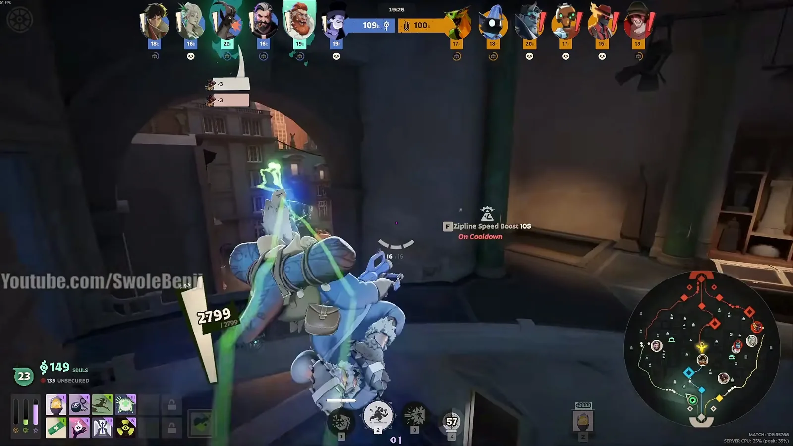 Kelvin clearing a jungle camp mid-game in Deadlock