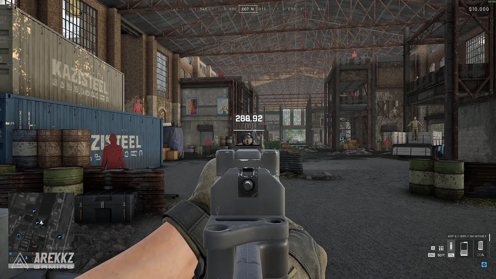 WARDOGS firing range with target dummies and hit distance readout