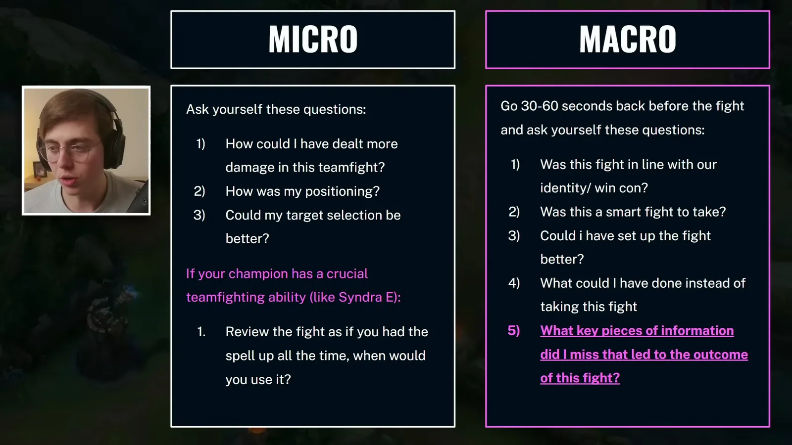 Micro and macro VOD review question slides from Coach Mysterias