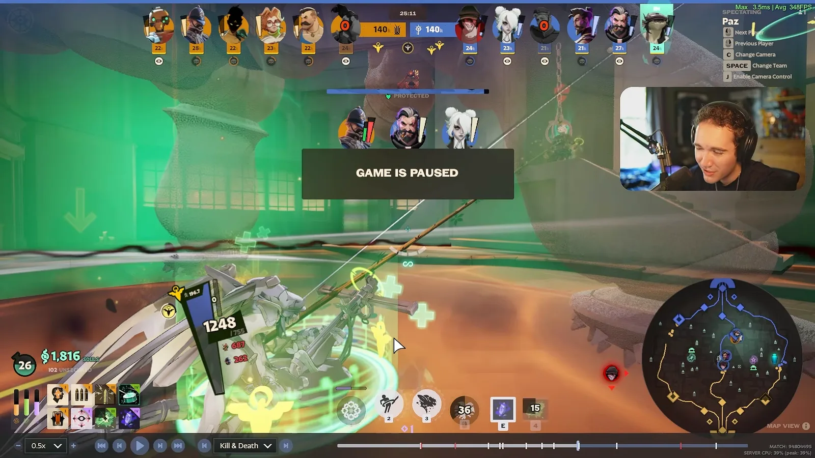 Ivy using Stone Form in the mid-boss pit during a teamfight