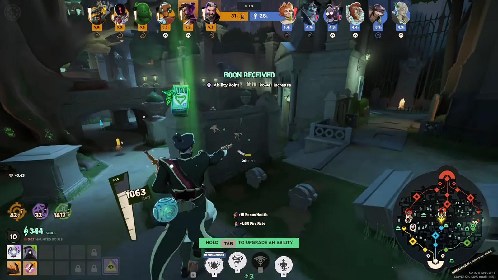Mirage farming near a Haunt camp and receiving a boon on the new Deadlock map