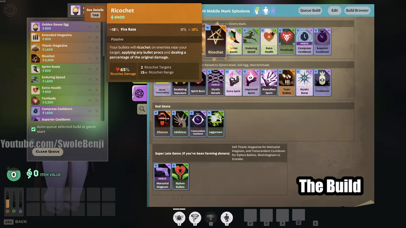 Ricochet item tooltip in the Mirage build in Deadlock