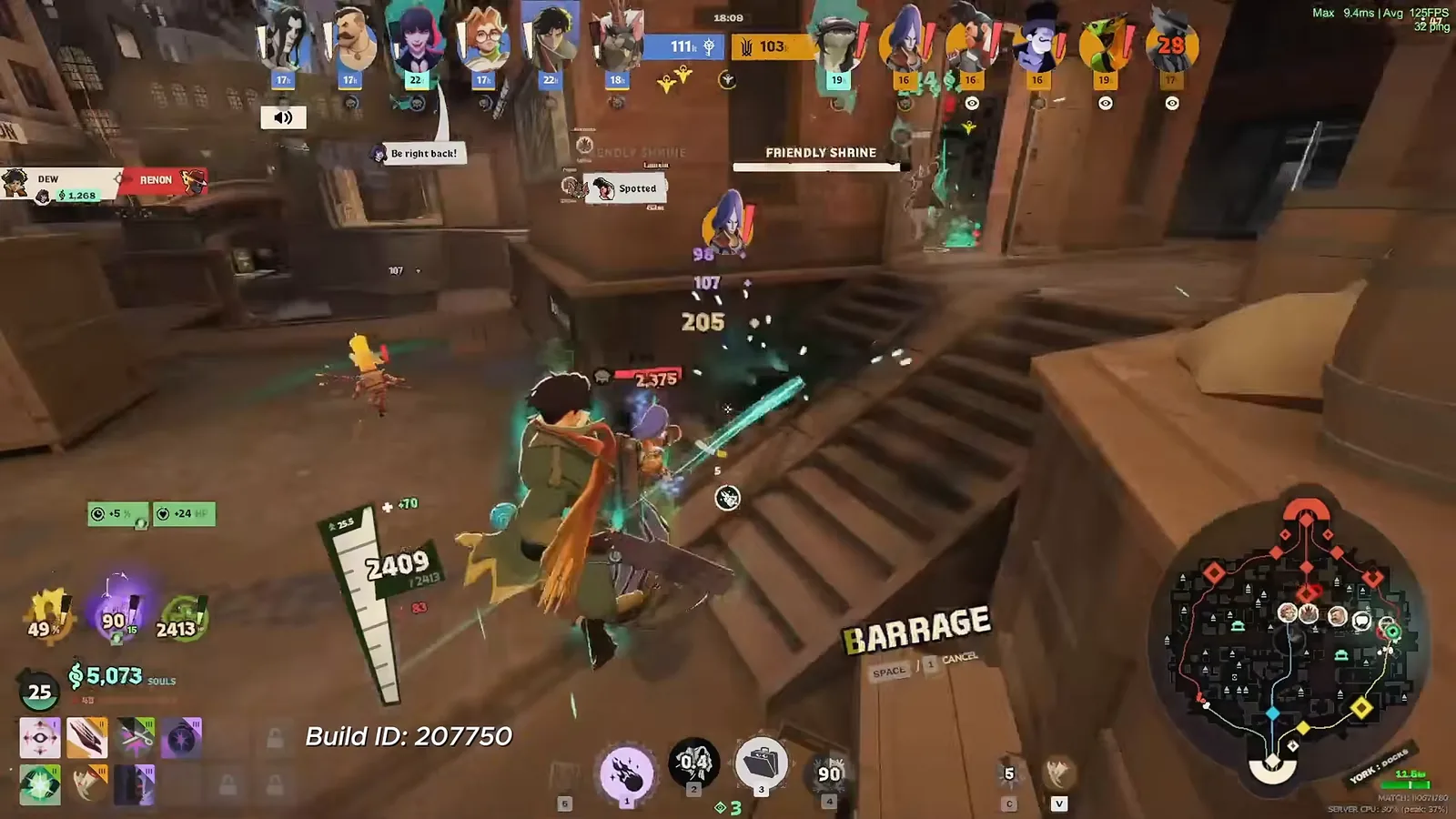 Pocket casting Barrage at enemies on the new Deadlock map