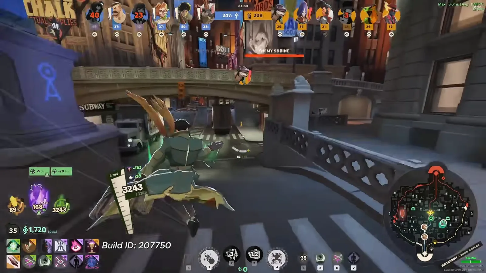Pocket rotating across a bridge on the new Deadlock map in the mid game