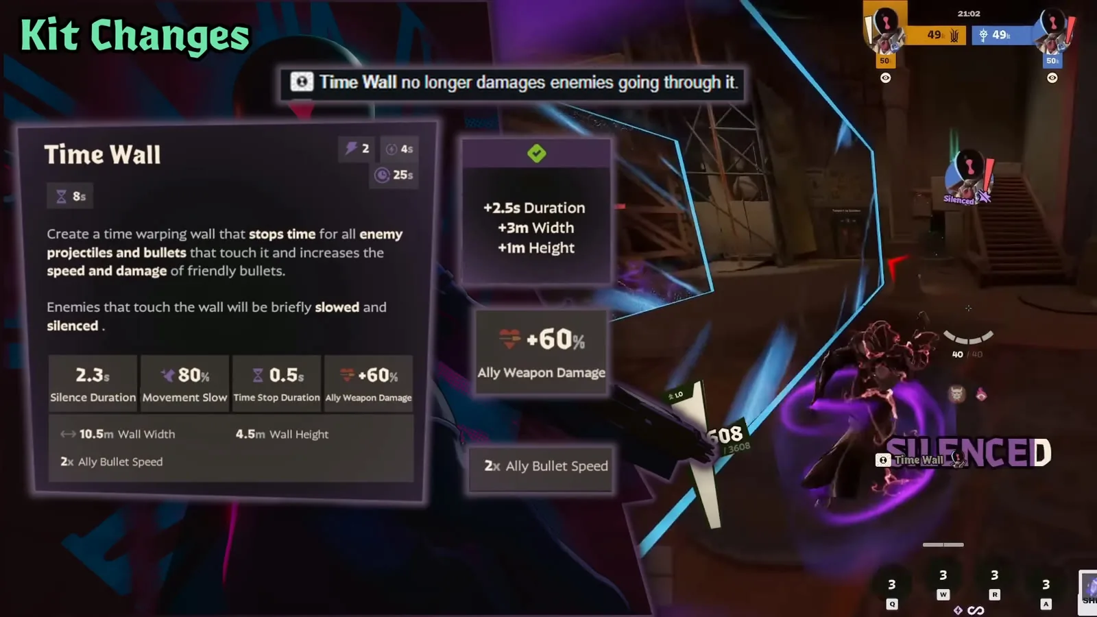 Paradox Time Wall tooltip with an enemy hero silenced after walking through the wall