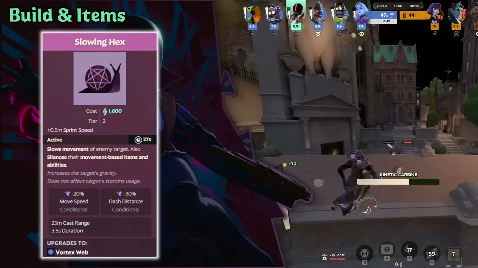 Slowing Hex item card with move speed slow and movement silence stats on Paradox