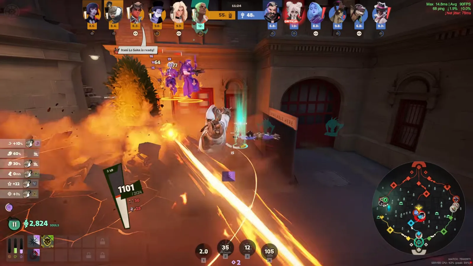 Mo & Krill under heavy fire from the enemy team at low health