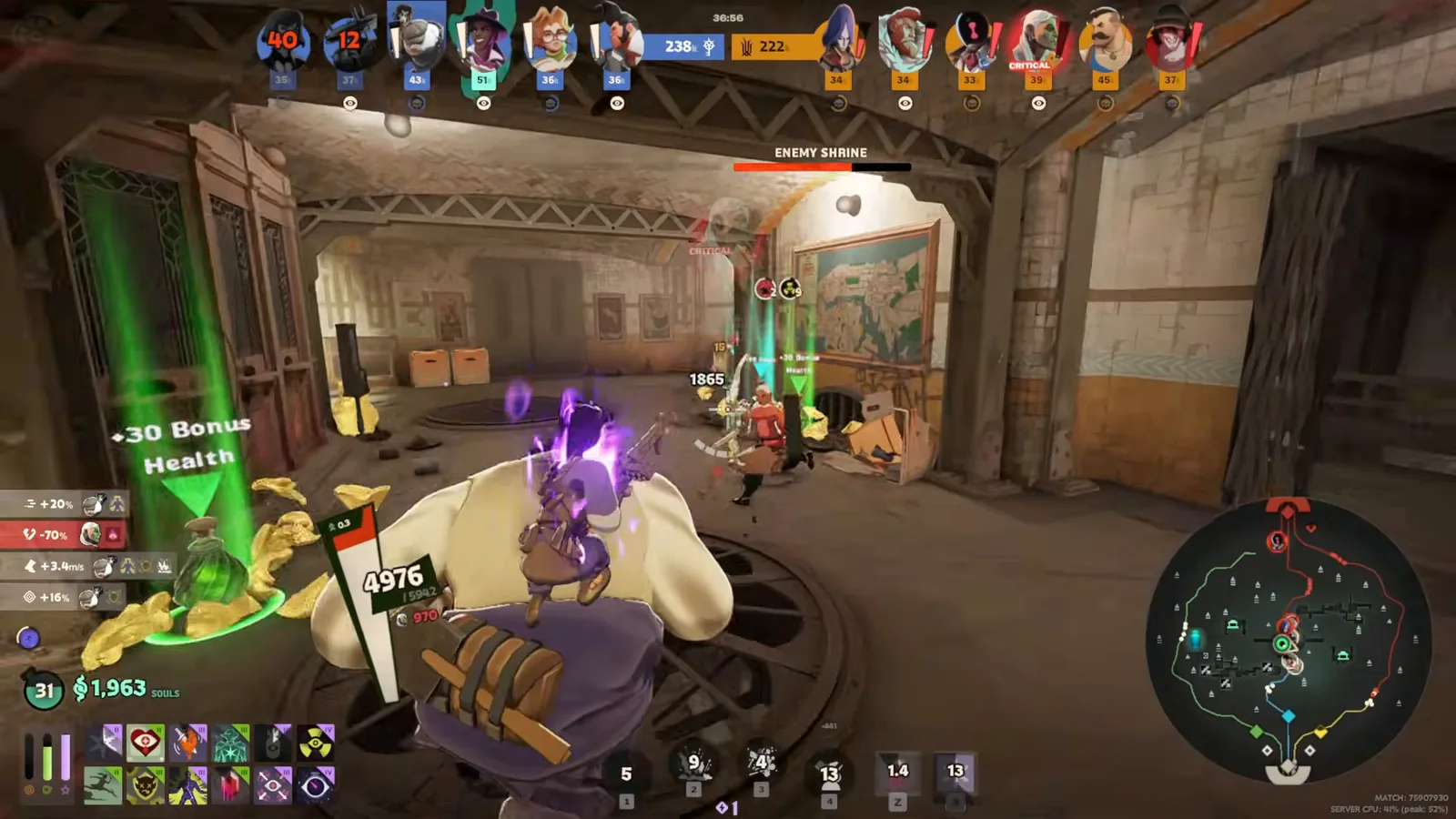 Old +30 Bonus Health popup after a Mo & Krill Combo kill, before the June 2026 buff