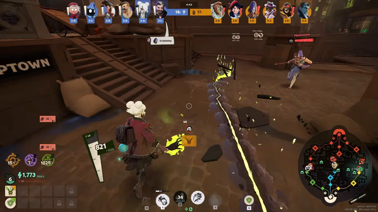 Graves casting Grasping Hands as a glowing wall across a Deadlock lane