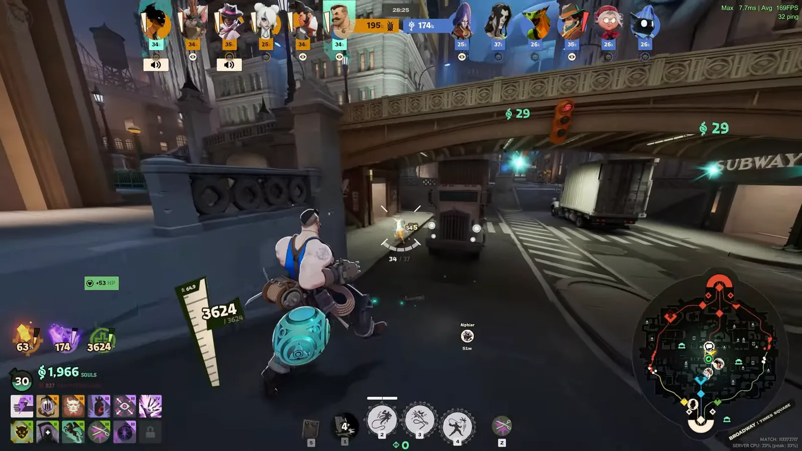 Lash late game item bar with Tankbuster, Greater Expansion and Boundless Spirit on the new Deadlock map