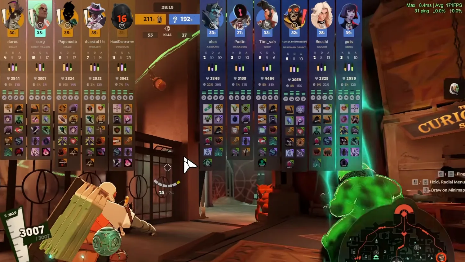 In-match scoreboard showing Grey Talon's items at 28 minutes in Cashcoryy's October 2026 game