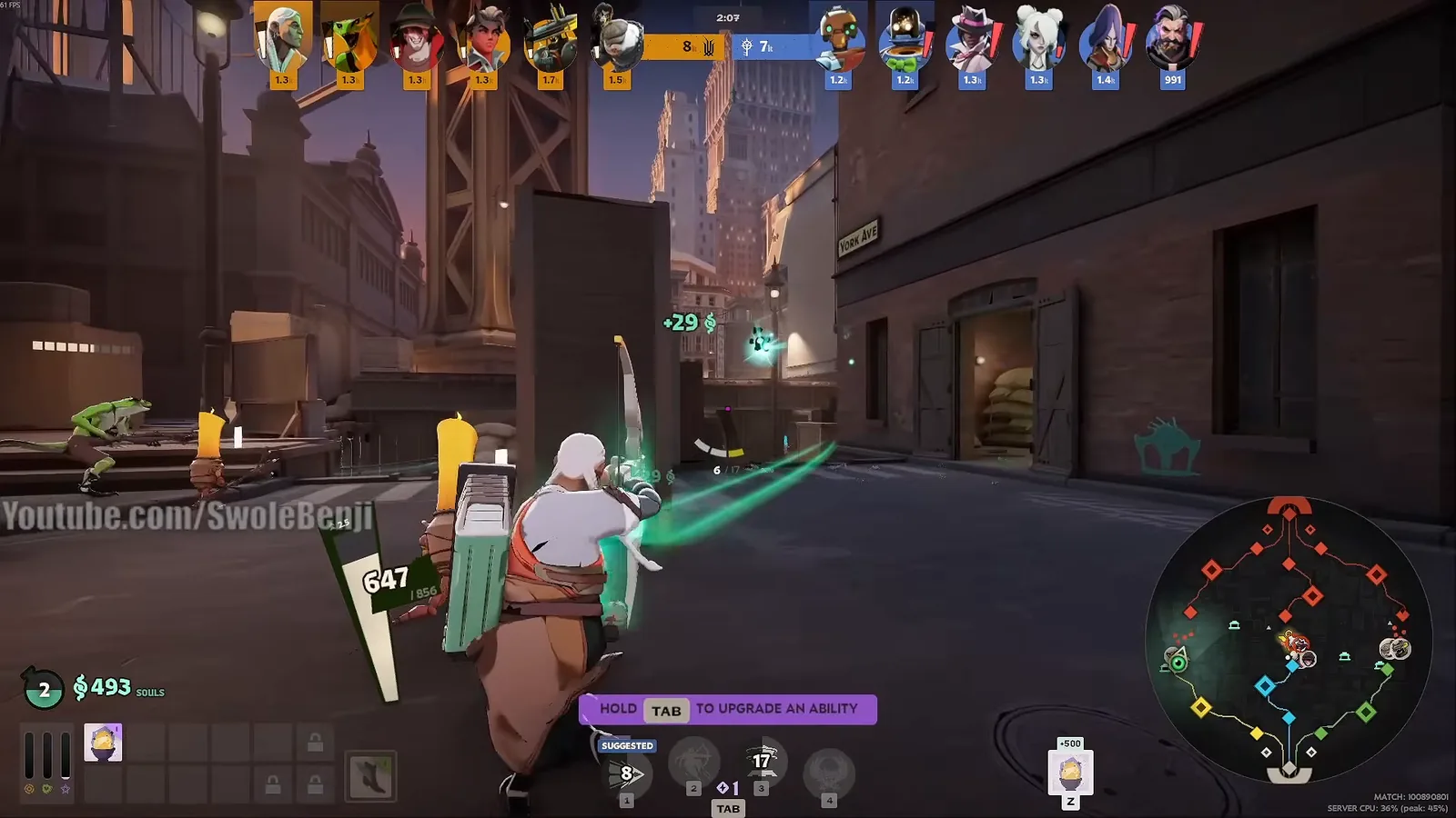 Grey Talon last-hitting troopers in lane during the laning phase in Deadlock