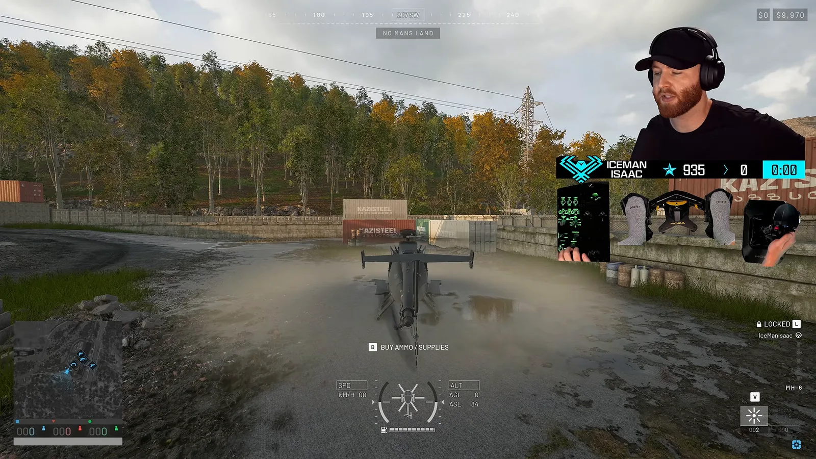 WARDOGS Little Bird on the pad with the vehicle lock indicator shown at bottom right