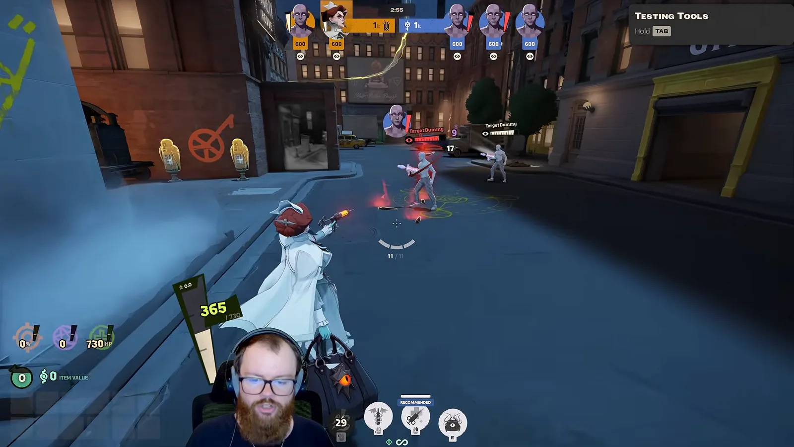 Nurse Harrow throwing a jar of leeches at a target hero in the Deadlock sandbox