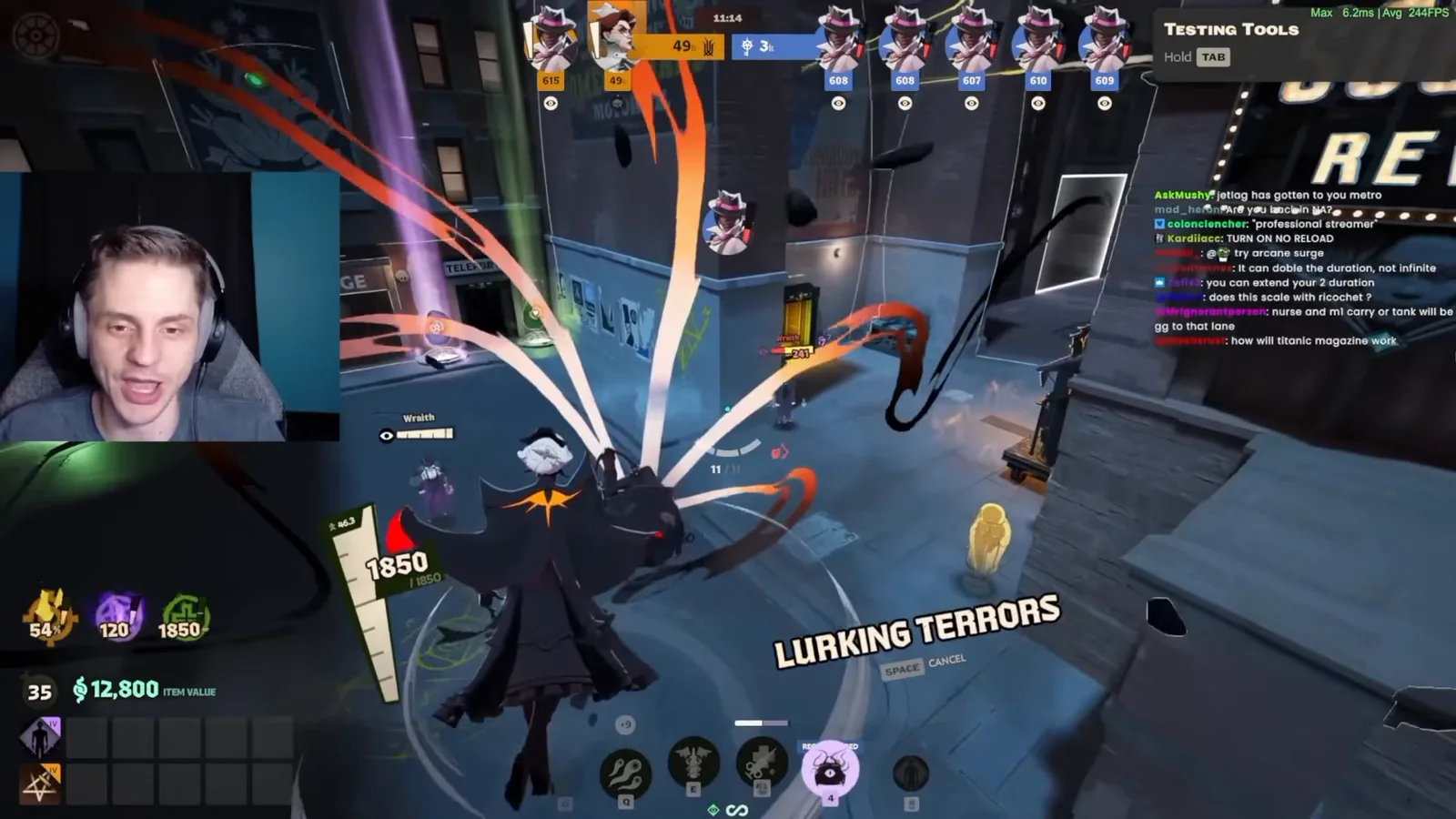 Nurse Harrow casting her Lurking Terrors ultimate in Deadlock, with tendrils bursting from her medical bag
