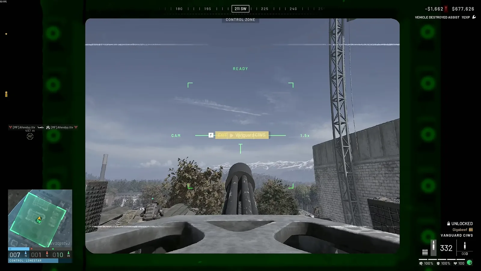 Vanguard CIWS camera with a vehicle destroyed assist reward in WARDOGS