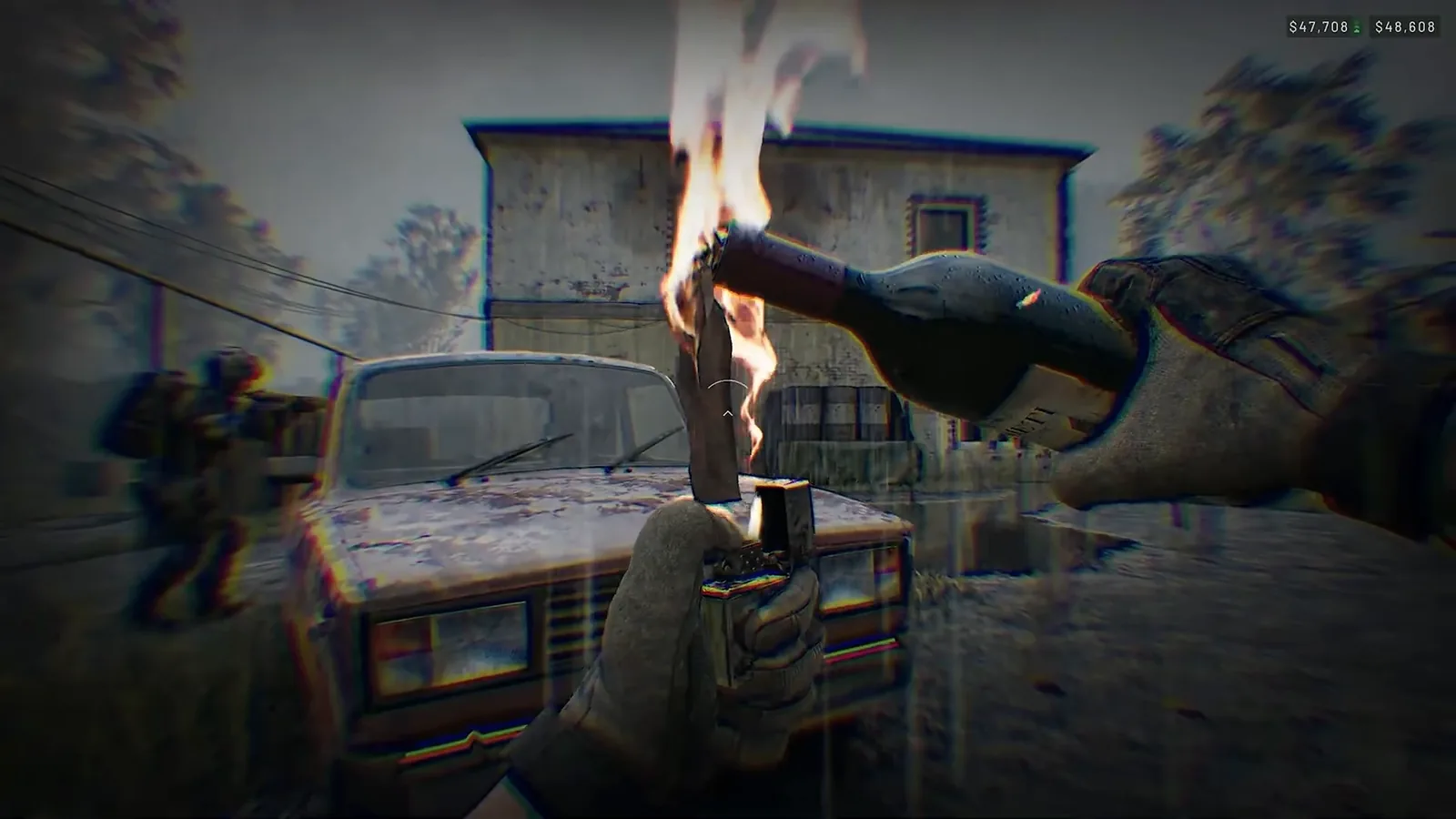Player lighting a Molotov cocktail before throwing it in WARDOGS Season 2