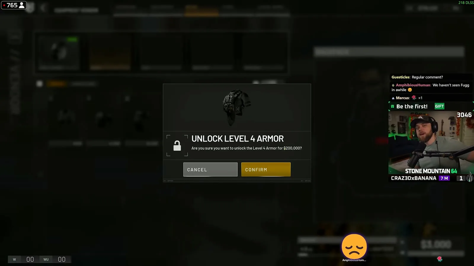 WARDOGS vendor prompt asking to unlock level 4 armor for 200,000 dollars