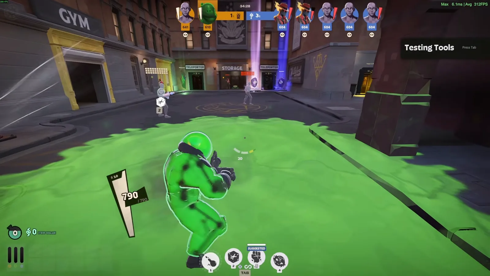 Viscous standing on a wide green Splatter goo puddle in the Deadlock sandbox