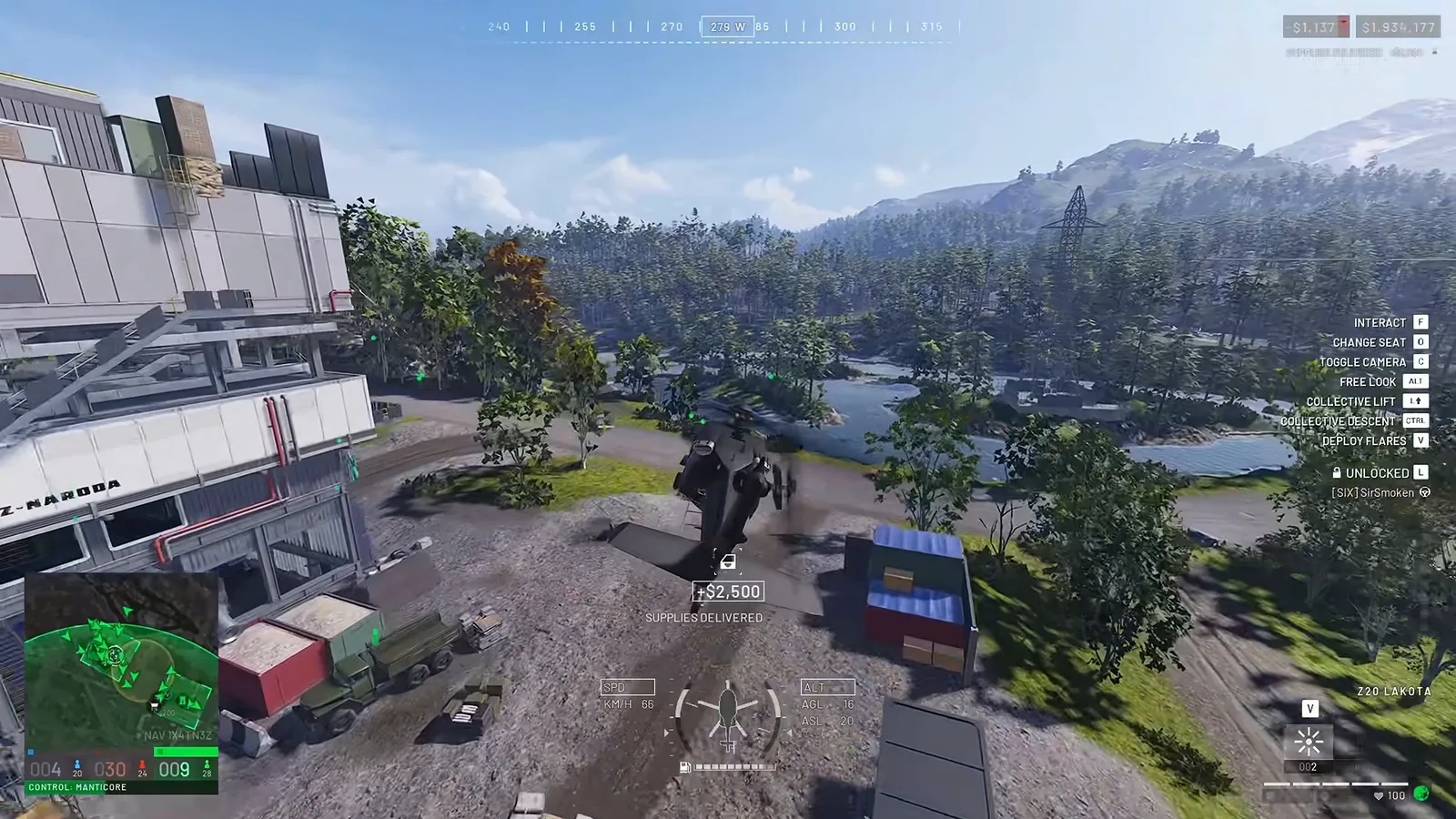 WARDOGS Z20 Lakota helicopter dropping a supply pallet for a 2,500 dollar payout