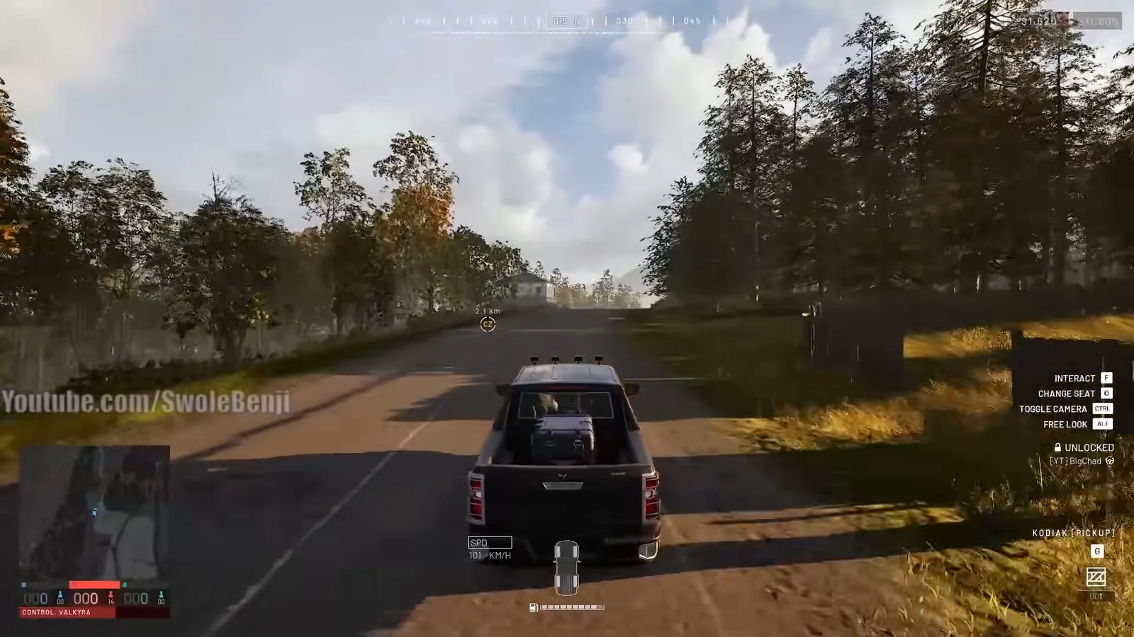 WARDOGS pickup truck on a road with the player's cash balance in the HUD