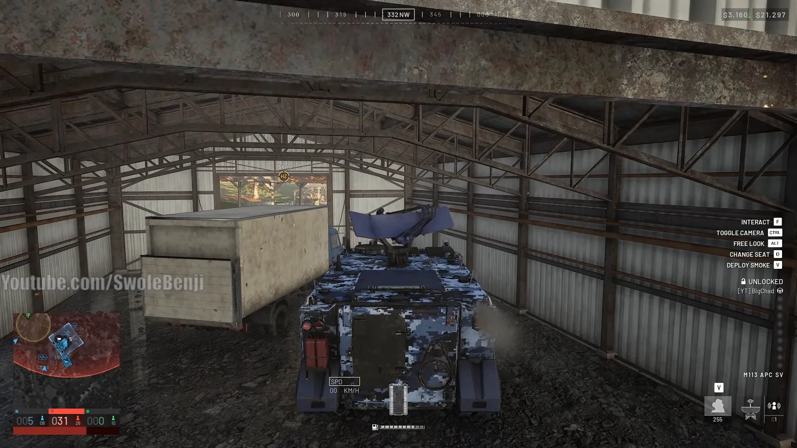 WARDOGS armored spawn vehicle parked inside a warehouse in the control zone
