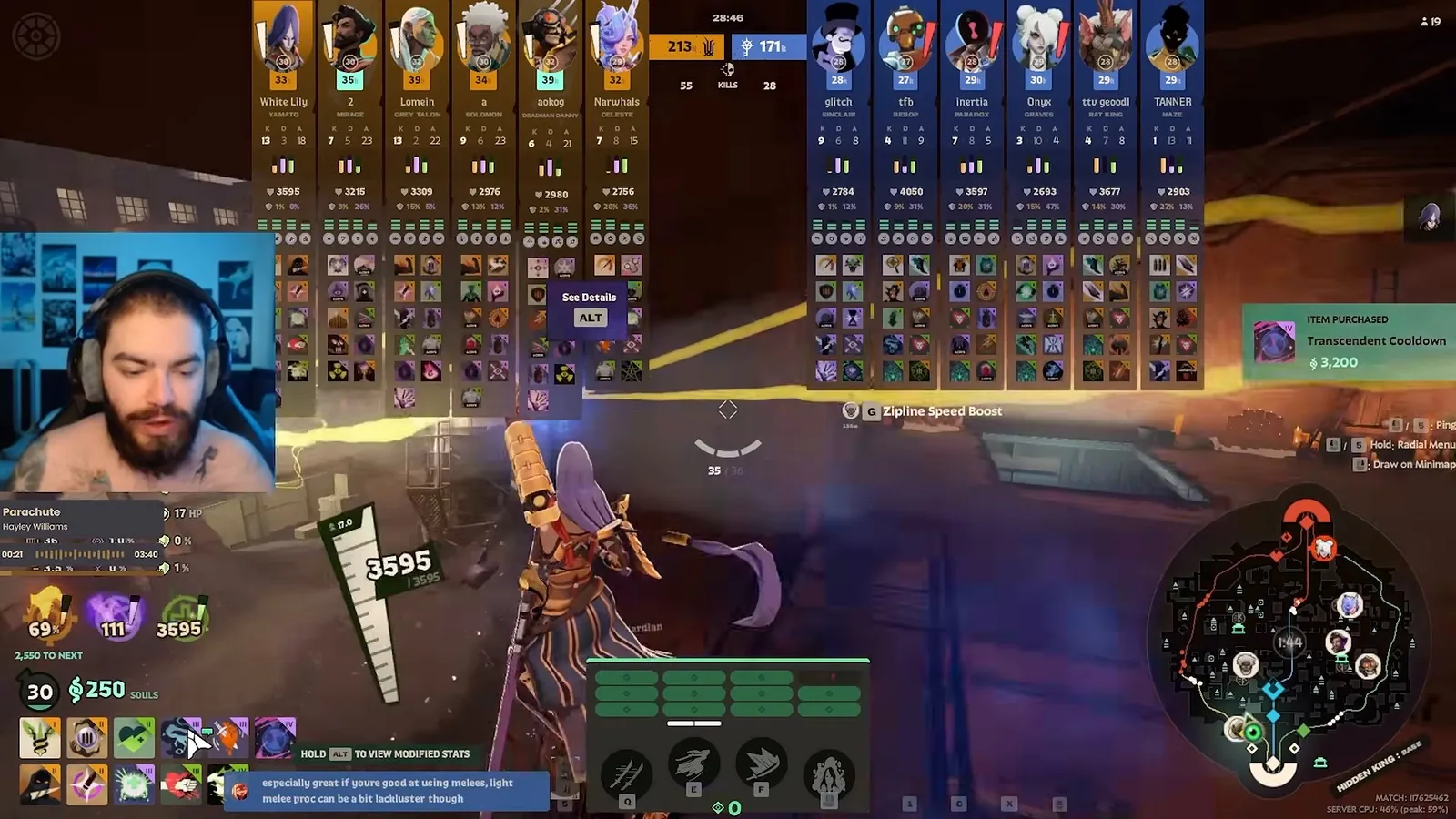 Yamato item bar and scoreboard late game in a City Never Sleeps match