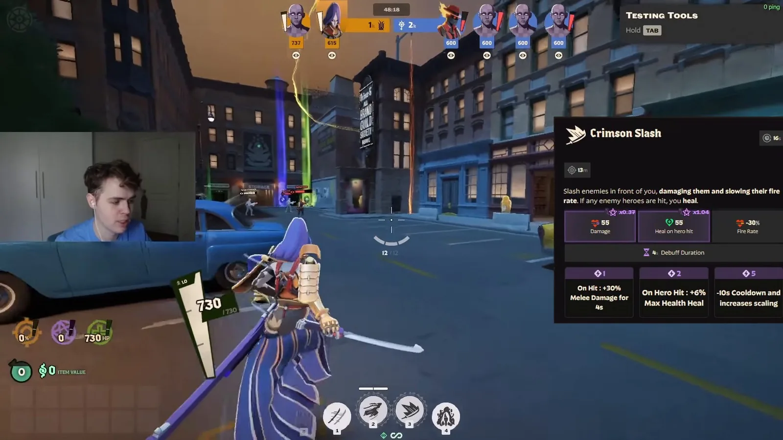 Yamato Crimson Slash tooltip with damage, heal on hero hit and fire rate slow