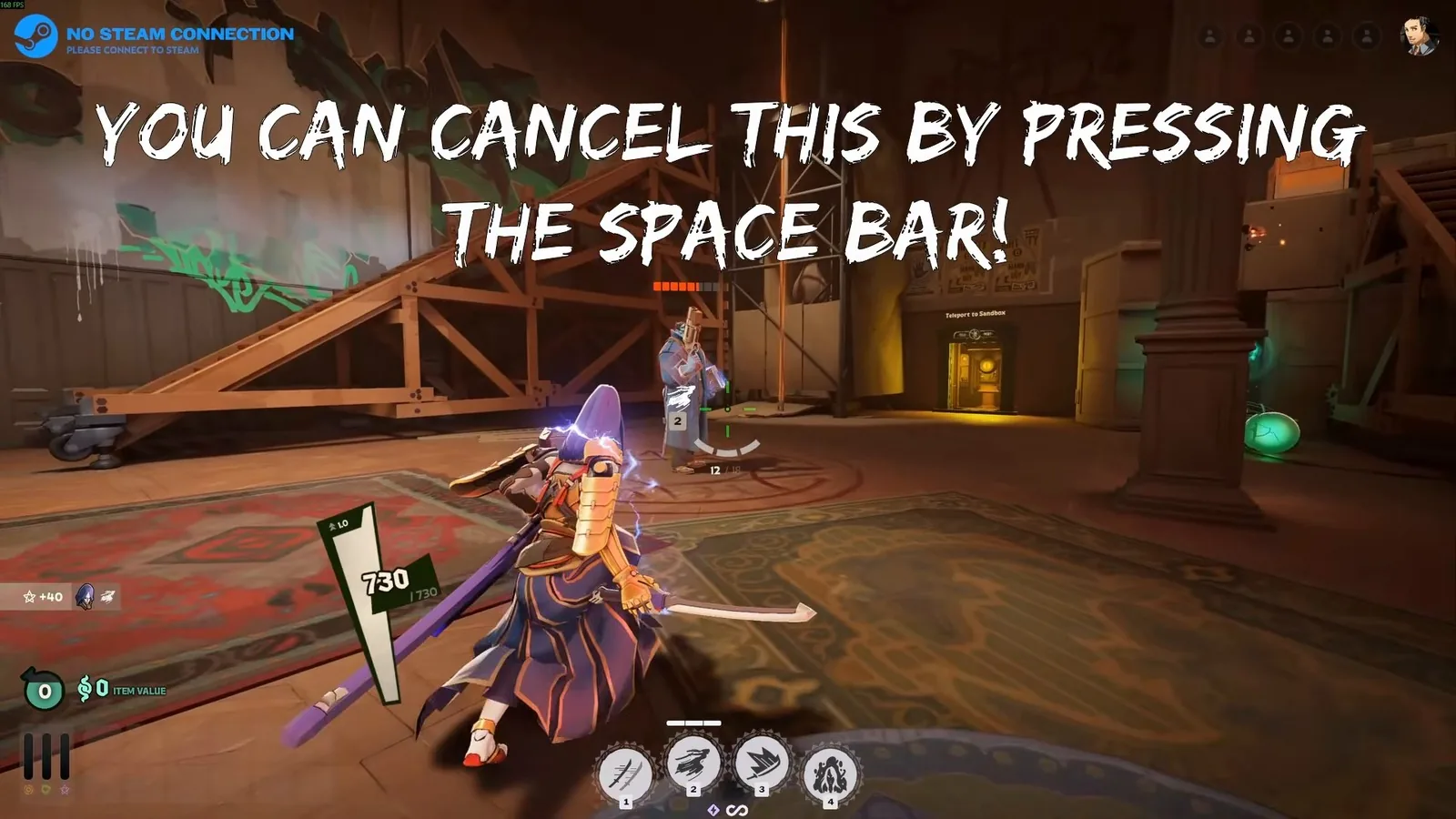 Yamato mid-flight with Flying Slash, cancel prompt shown on screen