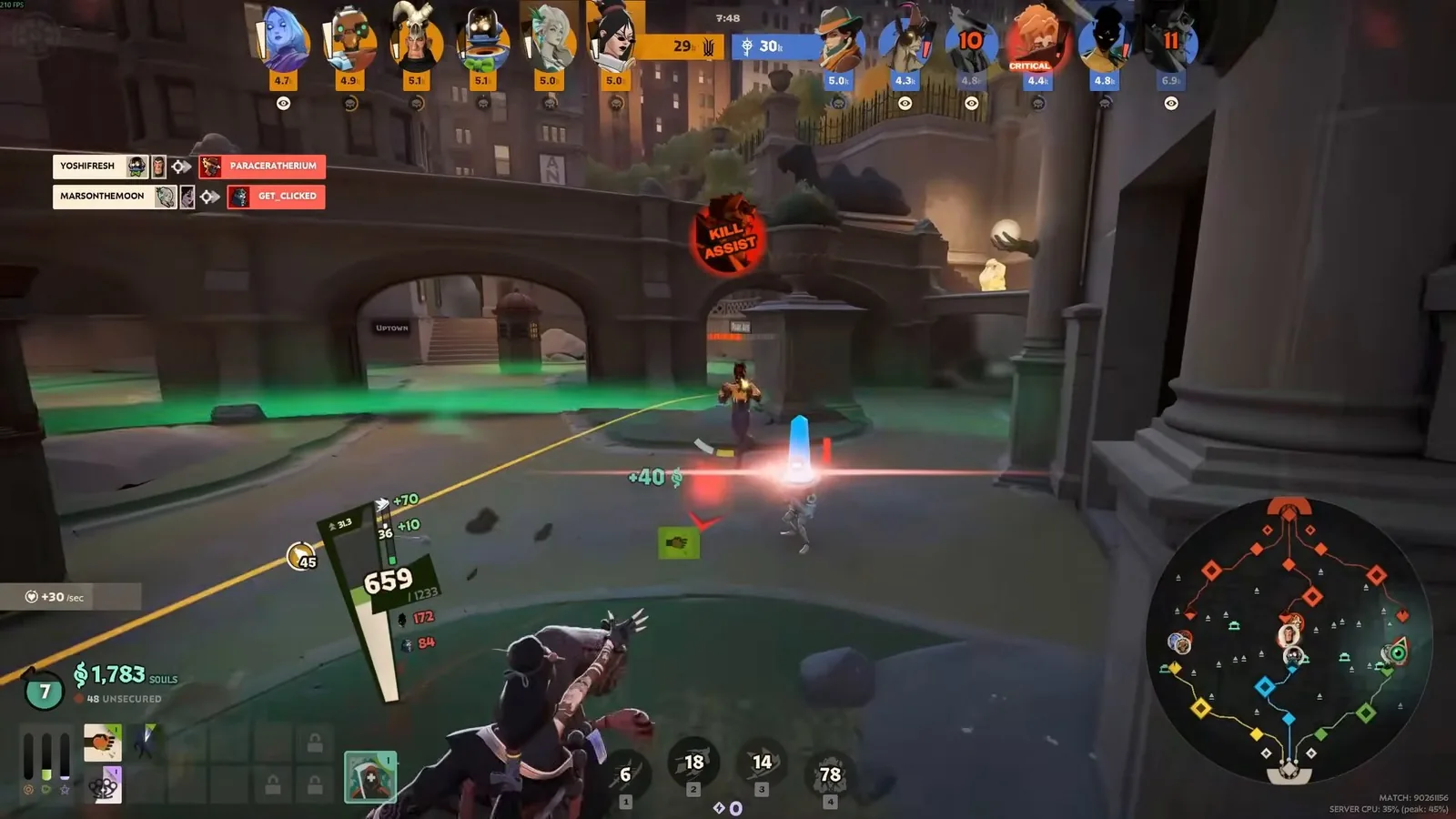 Yamato trading in lane with alt-fire and abilities against two enemies